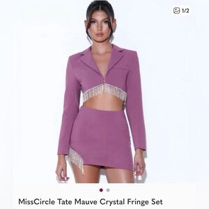 MissCircle Mauve Crystal Fringe Set